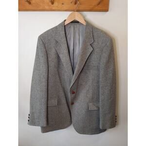 Vintage Shefford Anderson-Little Gray Herringbone Wool Blazer Union Made USA 42R